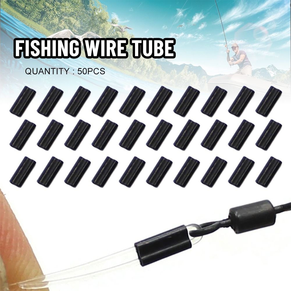 Monofilament Line - 50pcs Carbon tube Fishing Crimp Sleeves