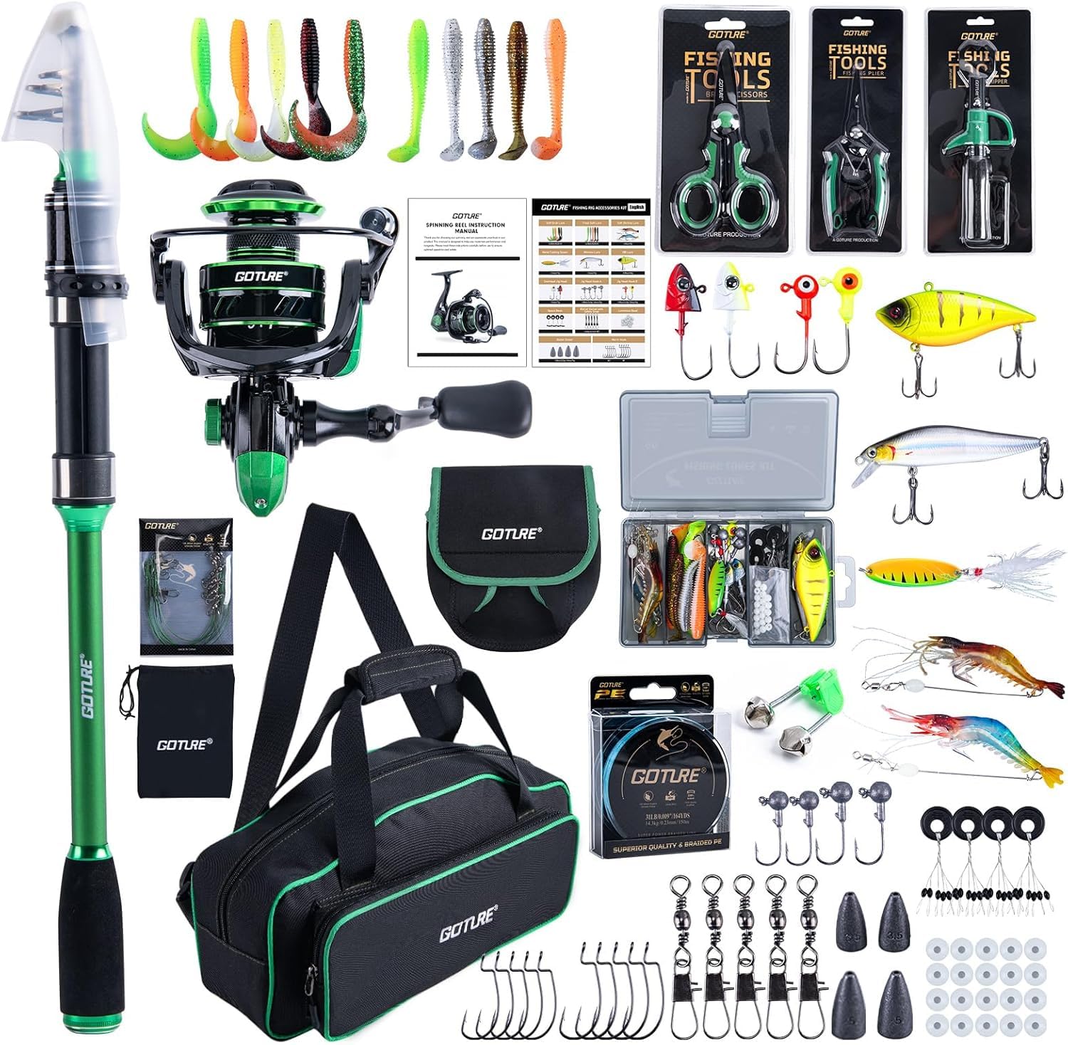 Fishing Line Spooler - Goture 1.8M-2.7M Carbon Telescopic Fishing Rod