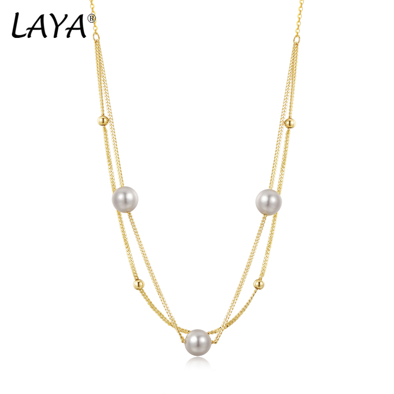 Freshwater Line - LAYA Minimalist Shell Pearl Multi-line Necklace