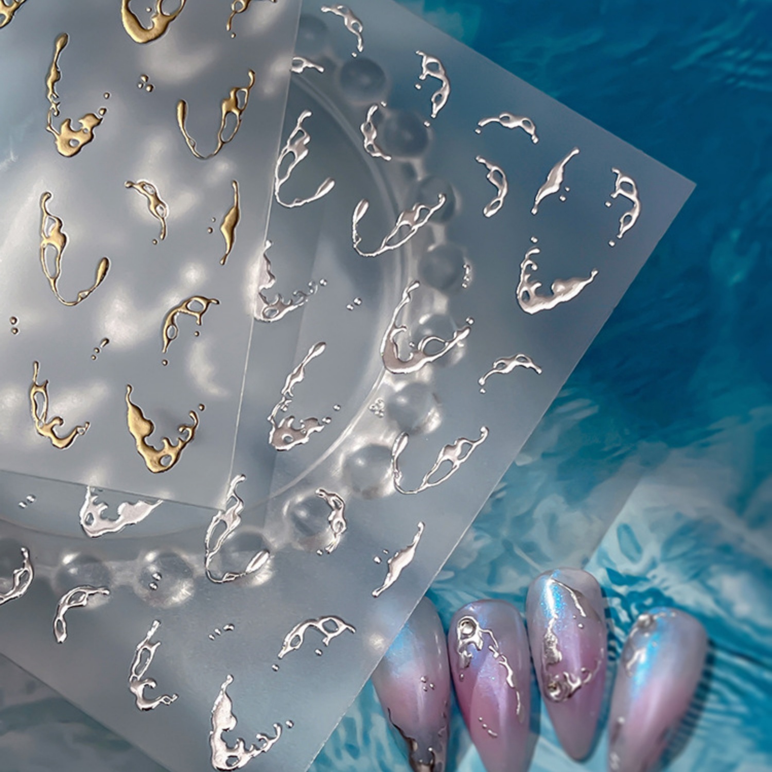 Gold Foil Water Splash 5D Nail - Freshwater Line 리뷰 및 가격