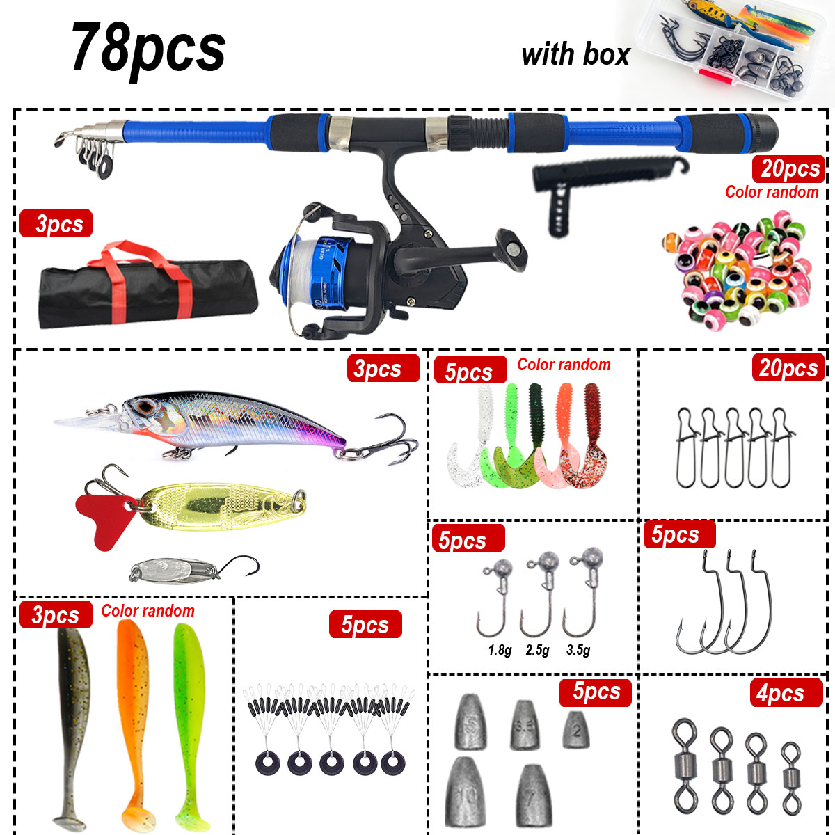 46Pcs Telescopic Fishing Rod R - Freshwater Line 리뷰 및 가격